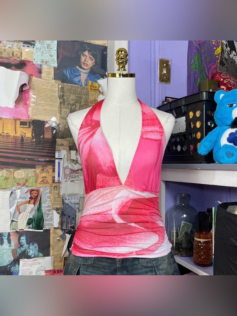 Pink Abstract Halter Top (NWT)